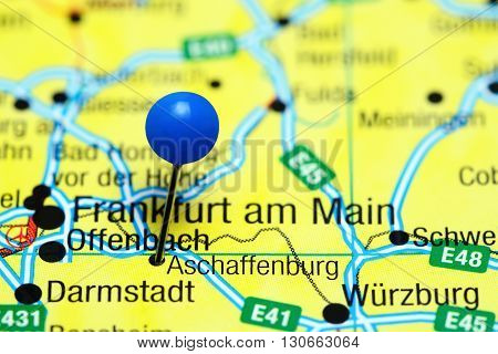 Aschaffenburg pinned on a map of Germany