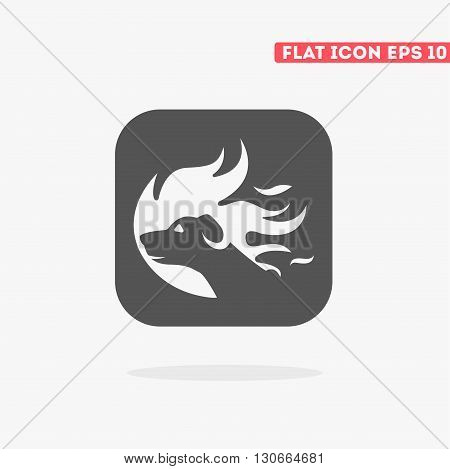 Flat fire beast icon. Vector animal icon. Animal icon. Fire beast. Logo animal
