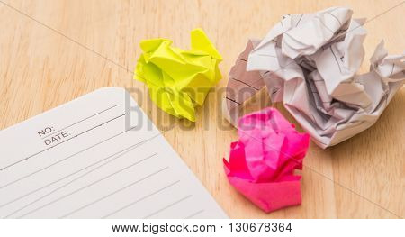 Writers Block. Paper Lump. On Wooden Background