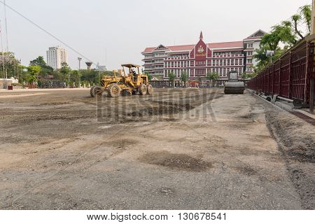 Steamroller Working For Improved Surface