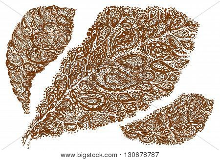 Croton Leaf Illustration In Paisley Style.
