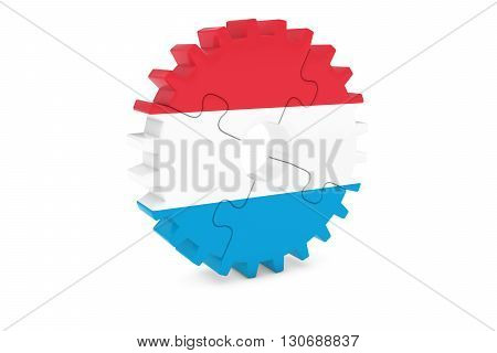 Luxembourgian Industry Concept - Flag Of Luxembourg 3D Cog Wheel Puzzle Illustration
