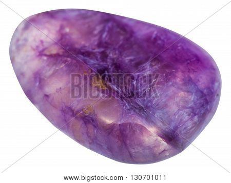 Tumbled Cabochon Of Charoite Gemstone Isolated