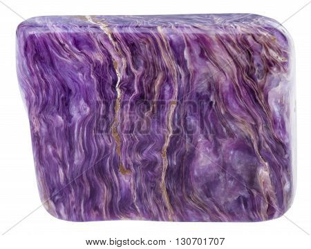 Polished Charoite Gemstone Isolated On White