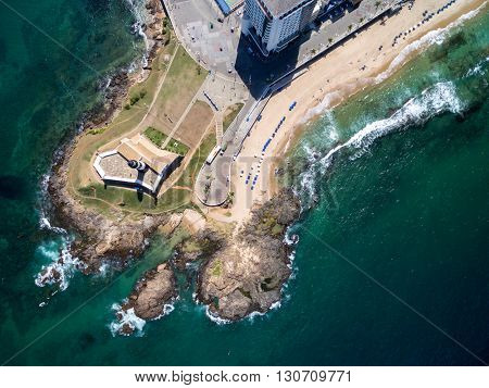 Top view of Farol da Barra (Barra Lighthouse), Bahia, Brazil