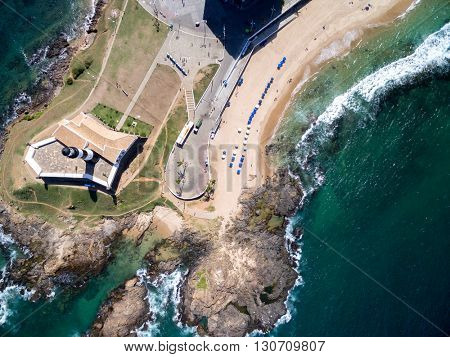 Top view of Farol da Barra (Barra Lighthouse), Bahia, Brazil