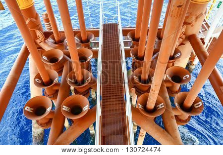 Oil and Gas Producing Slots at Offshore Platform The platform on bad weather condition.Oil and Gas Industry