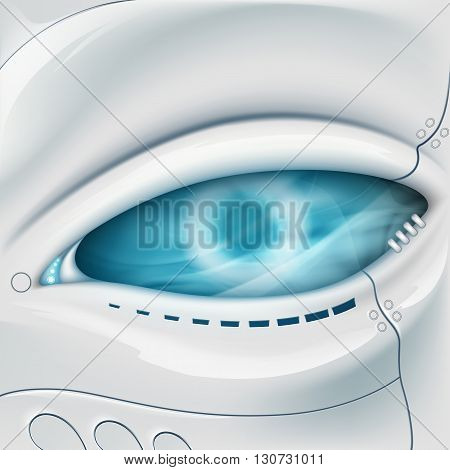 Robot Eye. Mechanical face. Stock vector illustration.