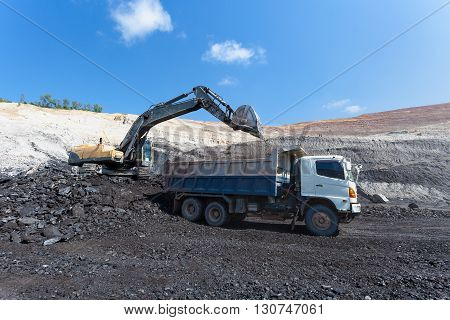 Backhoe Work In Coalmine