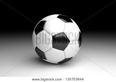 3D rendering football on black and white