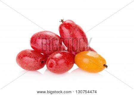 Ripe Elaeagnus Latifolia Fruits Isolated On White Background.