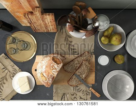 3D rendering genova complete scenected on top view
