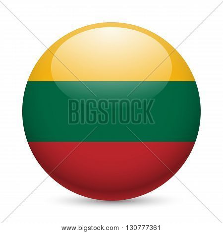Flag of Lithuania as round glossy icon. Button with Lithuanian flag