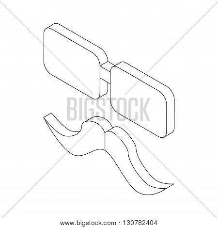 Glasses and mustache icon in isometric 3d style on a white background