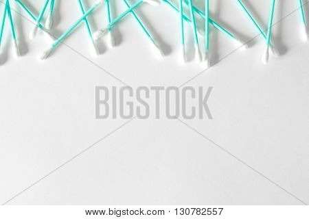 Cotton swabs isolated on white. Space for text