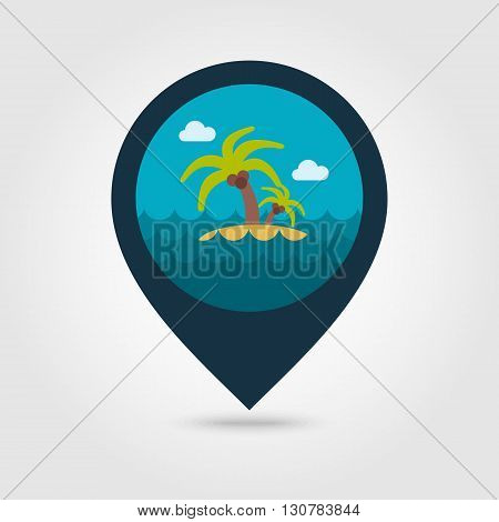 Island with palm trees vector pin map icon. Beach Map pointer. Summer Map markers. Summertime. Vacation eps 10