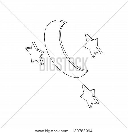 Moon and sters icon in isometric 3d style on a white background