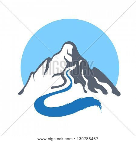 Mountain river, vector logo illustration.