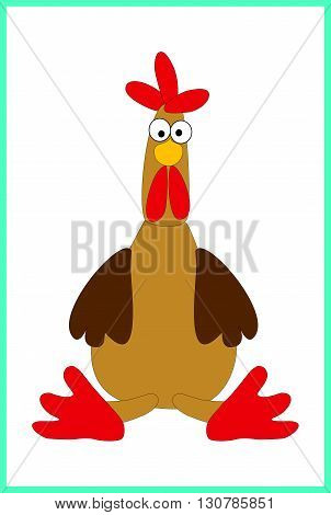 Crazy rooster funny cartoon vector picture. Rooster vector. Rooster logo vector. Advertising grill vector.