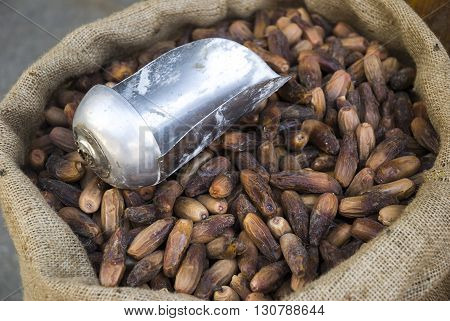 buckets full ofd dried dates fruit for selling