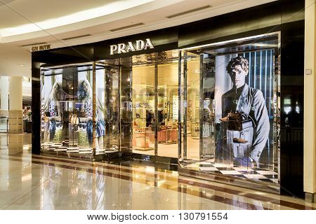 Kuala Lumpur, Malaysia, May 20, 2016:  Prada Boutique At Klcc, Kuala Lumpur.  Prada S.p.a. Is An Ita