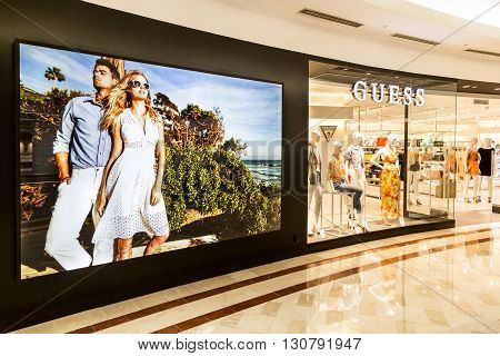 Kuala Lumpur, Malaysia, May 20, 2016: Guess Outlet At Klcc Shopping Mall, Kuala Lumpur.  Guess Is An
