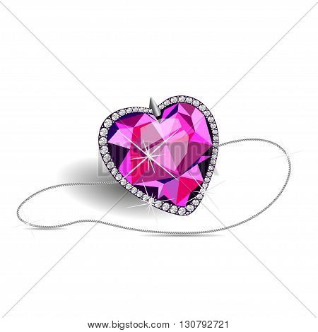 jewel in the form of heart on a silver chain