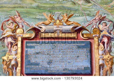 VATICAN - JUNE 6, 2012: Fresco in the Vatican Museums (Musei Vaticani). Located in the Vatican City are among the greatest museums in the world and display works from the Roman Catholic Church collection.