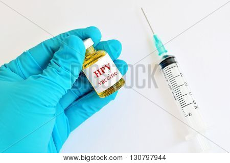 Human Papillomavirus (HPV) vaccine with syringe for injection