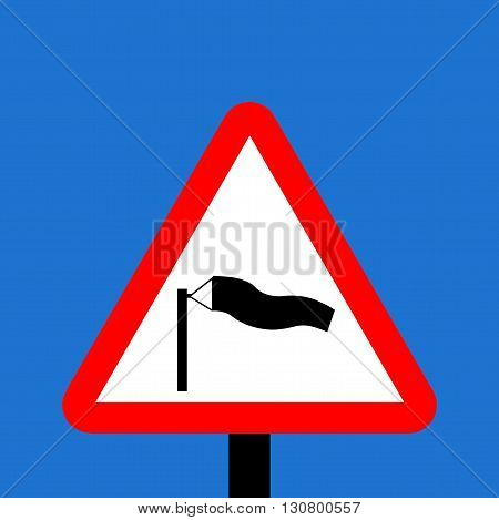 A Warning triangle Side winds traffic sign