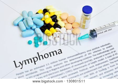 The syringe with drugs for lymphoma treatment