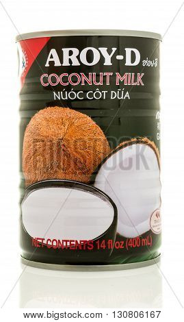 Winneconne WI - 19 May 2016: Can of Aroy-D coconut milk on an isolated background