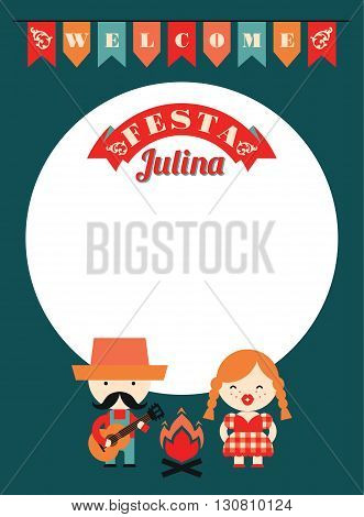 Latin American holiday the June party of Brazil. Flat illustration with symbolism of the holiday