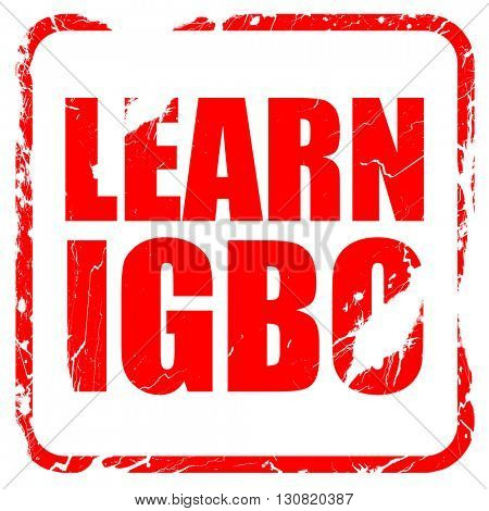learn igbo, red rubber stamp with grunge edges
