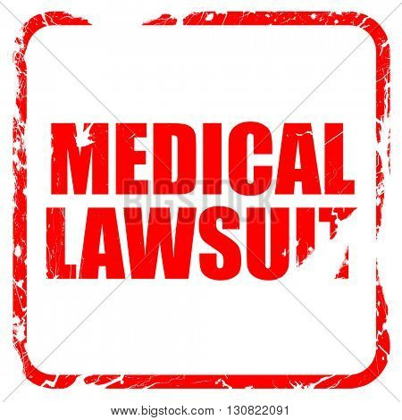 medical lawsuit, red rubber stamp with grunge edges