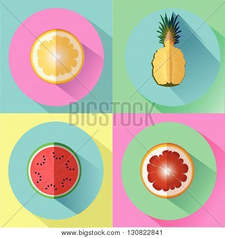 Set of fruit. flat.Co ncept for food