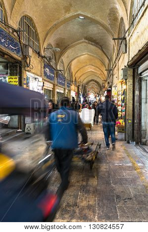 Esfahan Iran - February 2016 - Muslim woman with traditional chador on the street. Iran 2016