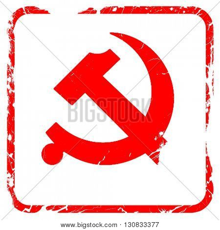Communist sign with red and yellow colors, red rubber stamp with