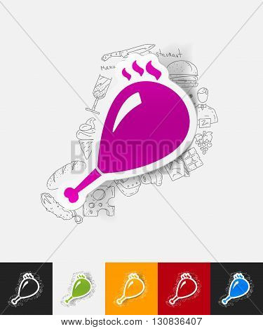 hand drawn simple elements with gammon paper sticker shadow