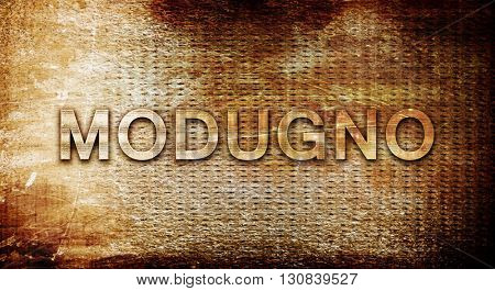 Modugno, 3D rendering, text on a metal background