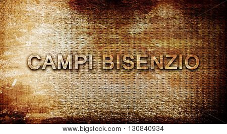 Campi Bisenzio, 3D rendering, text on a metal background