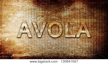 Avola, 3D rendering, text on a metal background