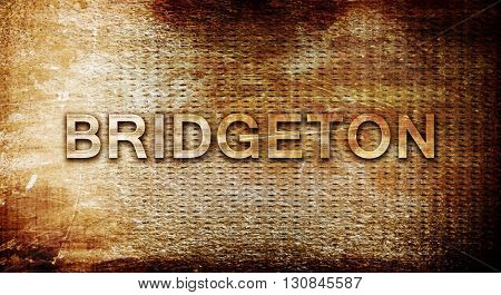 bridgeton, 3D rendering, text on a metal background