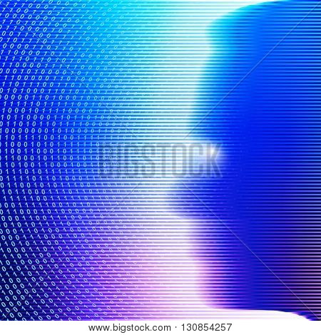 Face of a man on futuristic shining background of binary code and lines; Eps10
