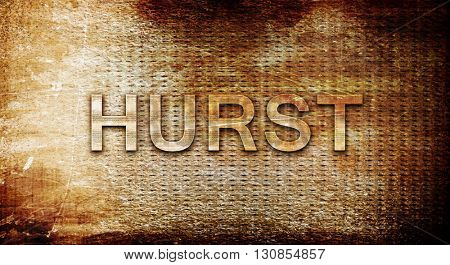 hurst, 3D rendering, text on a metal background