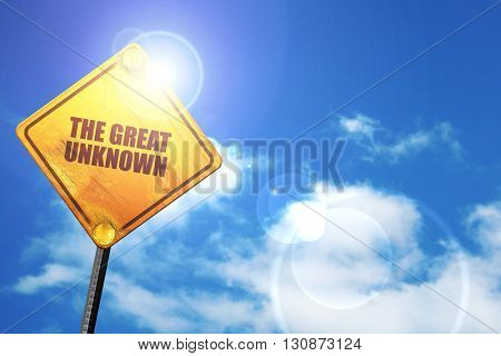 the great unknown, 3D rendering, a yellow road sign