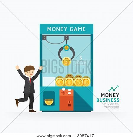 Infographic business claw game template design. How to success concept vector illustration / graphic or web design layout.