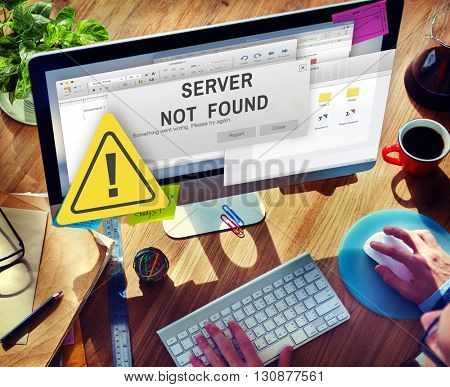 Server Not Found Error Inaccessible Concept