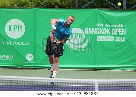 Bangkok Thailand - May 17 2016: Sam Groth is an Australian professional tennis player. KPN Renewables Bangkok Open 2016 at Rama Gardens Hotel.