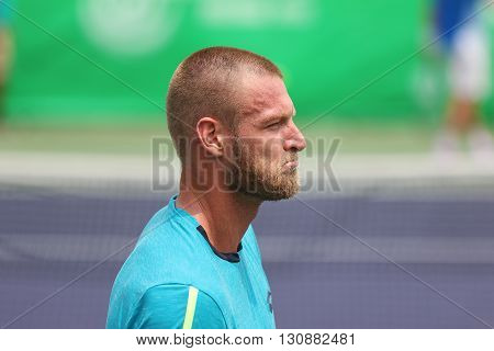 Bangkok Thailand - May 17 2016: Sam Groth is an Australian professional tennis player. KPN Renewables Bangkok Open 2016 at Rama Gardens Hotel.